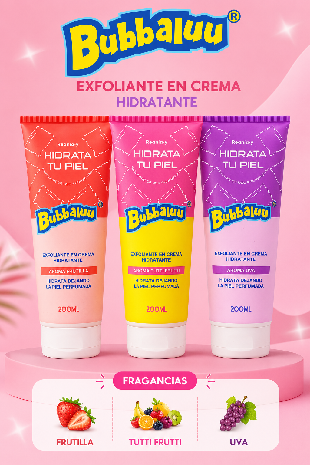 Pack X3 Exfoliantes Corporales Bubbaluu 200 ML