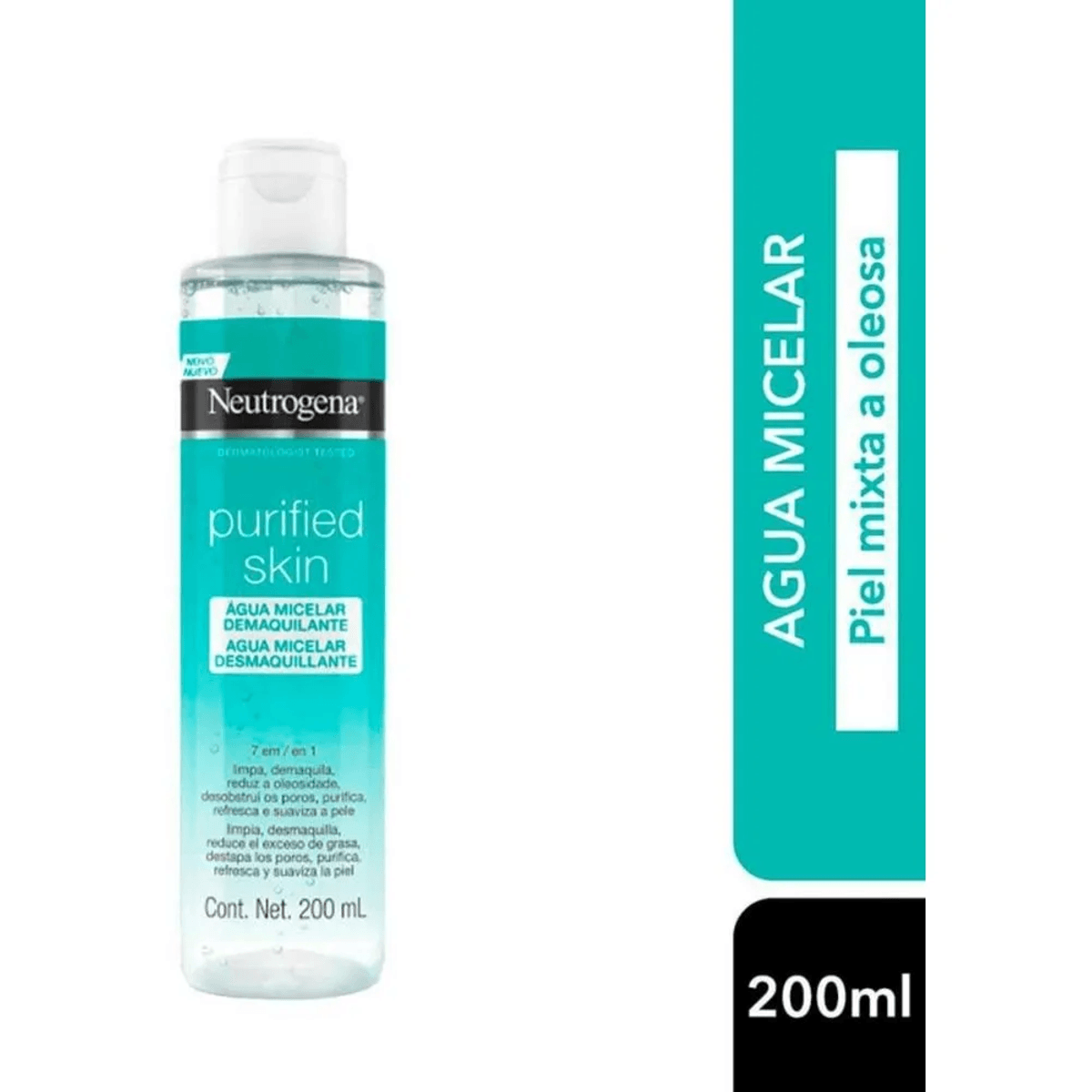 Agua Micelar Neutrogena Purified Skin 7 En 1 X 200 Ml.