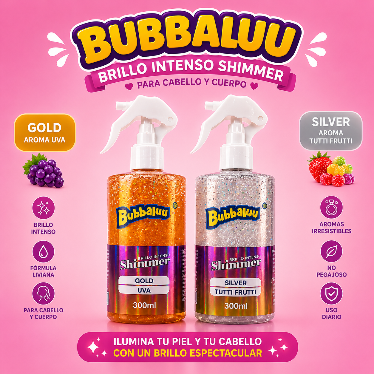 Brillo Capilar Shimmer Bubbaluu – Pack X2